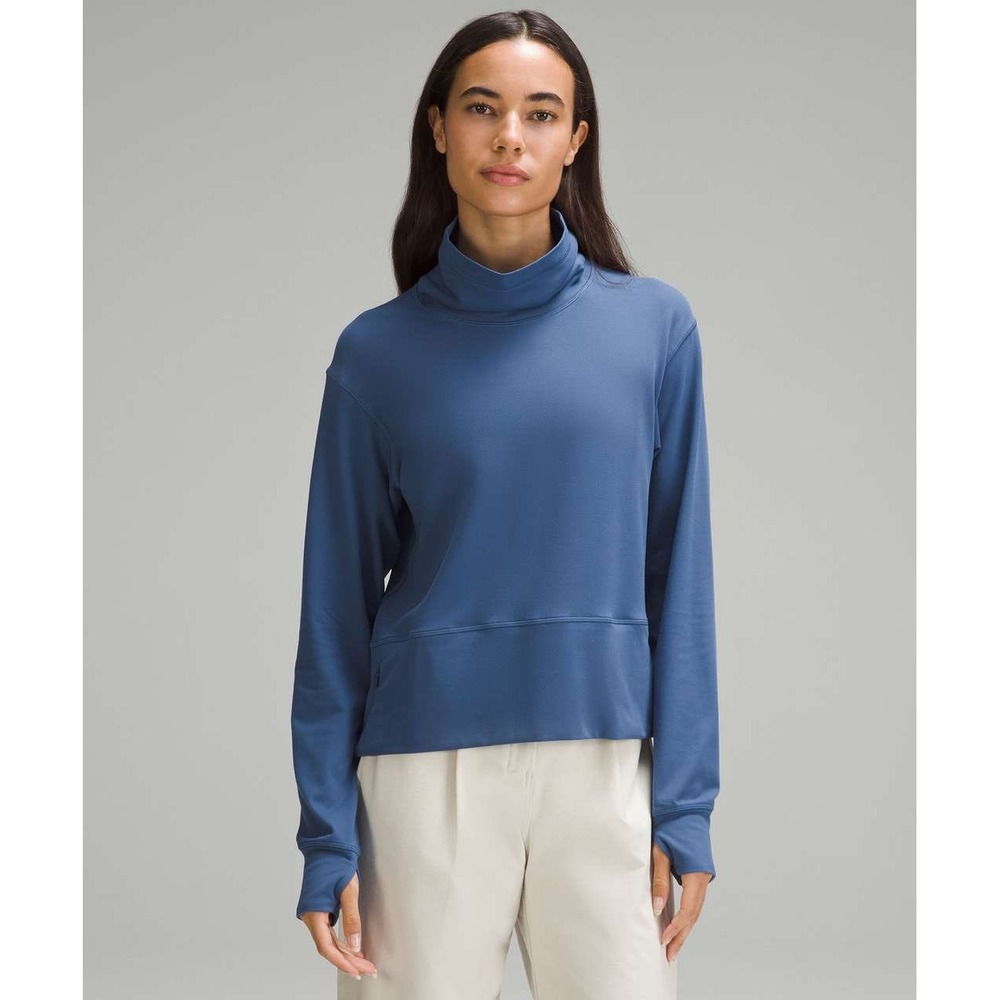 Lululemon Ready to Rulu Pullover Womens 8‎ Pitch Blue Funnel Neck Logo